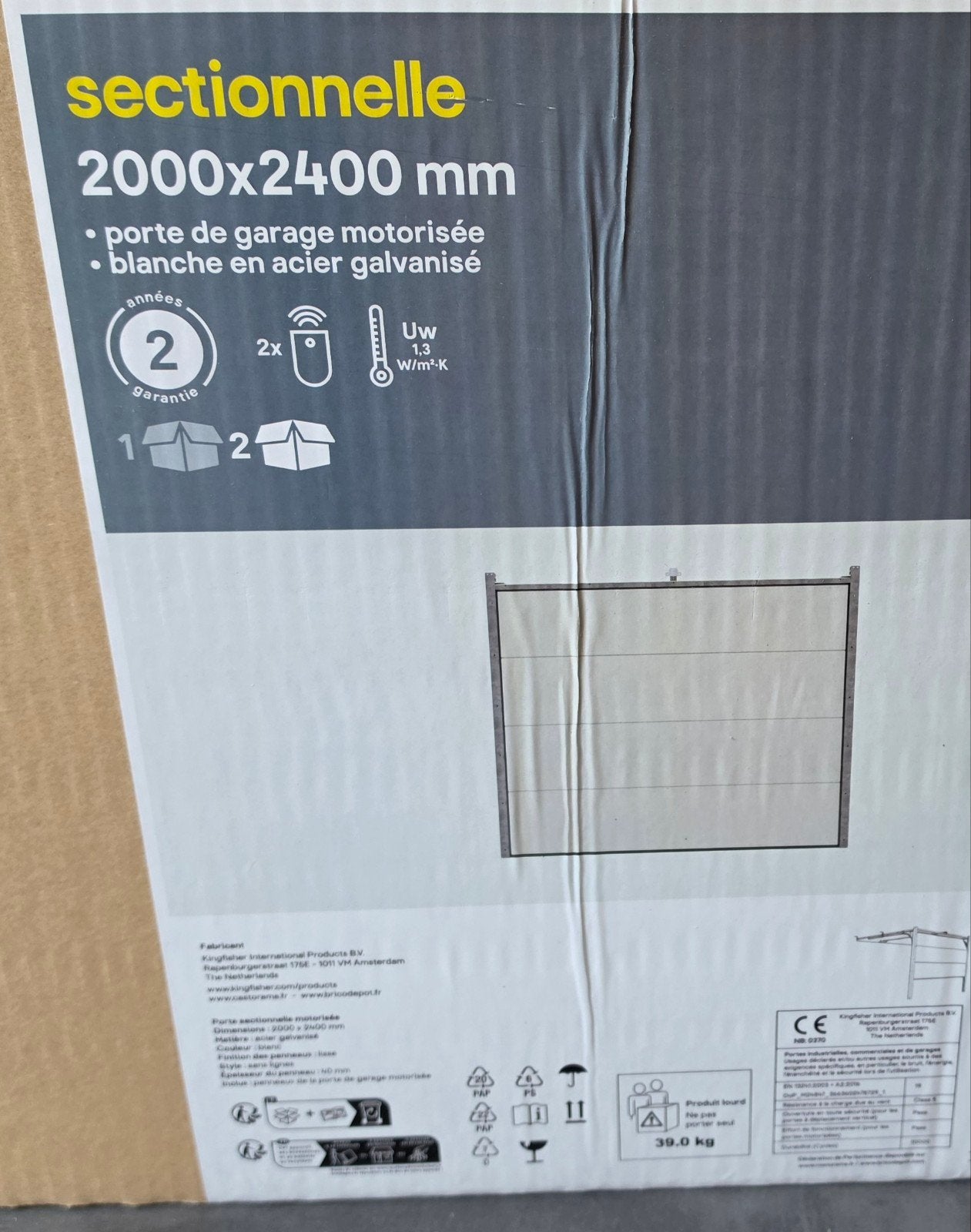 Porte de garage sectionnelle neuf !!, Bricolage & Construction, Neuf, Autres types, Autres matériaux, 225 cm ou plus