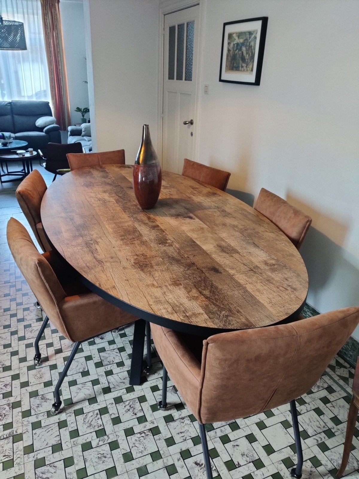 Table à manger ovale avec structure en métal et structure Ma, Maison & Meubles, Enlèvement