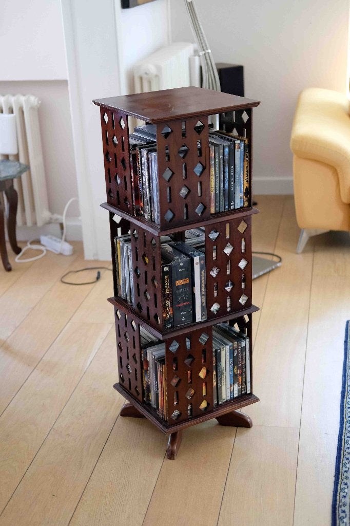 Houten draaikast voor cd's, dvd's, kleine boeken, Ophalen, Gebruikt