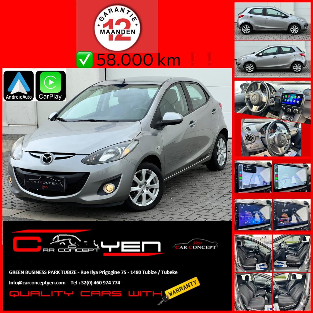 Mazda 2*1.3i*carplay*airco*bluetooth*1.eigenaar*garantie, Auto's, Voorwielaandrijving, Euro 5, Stof, Zwart
