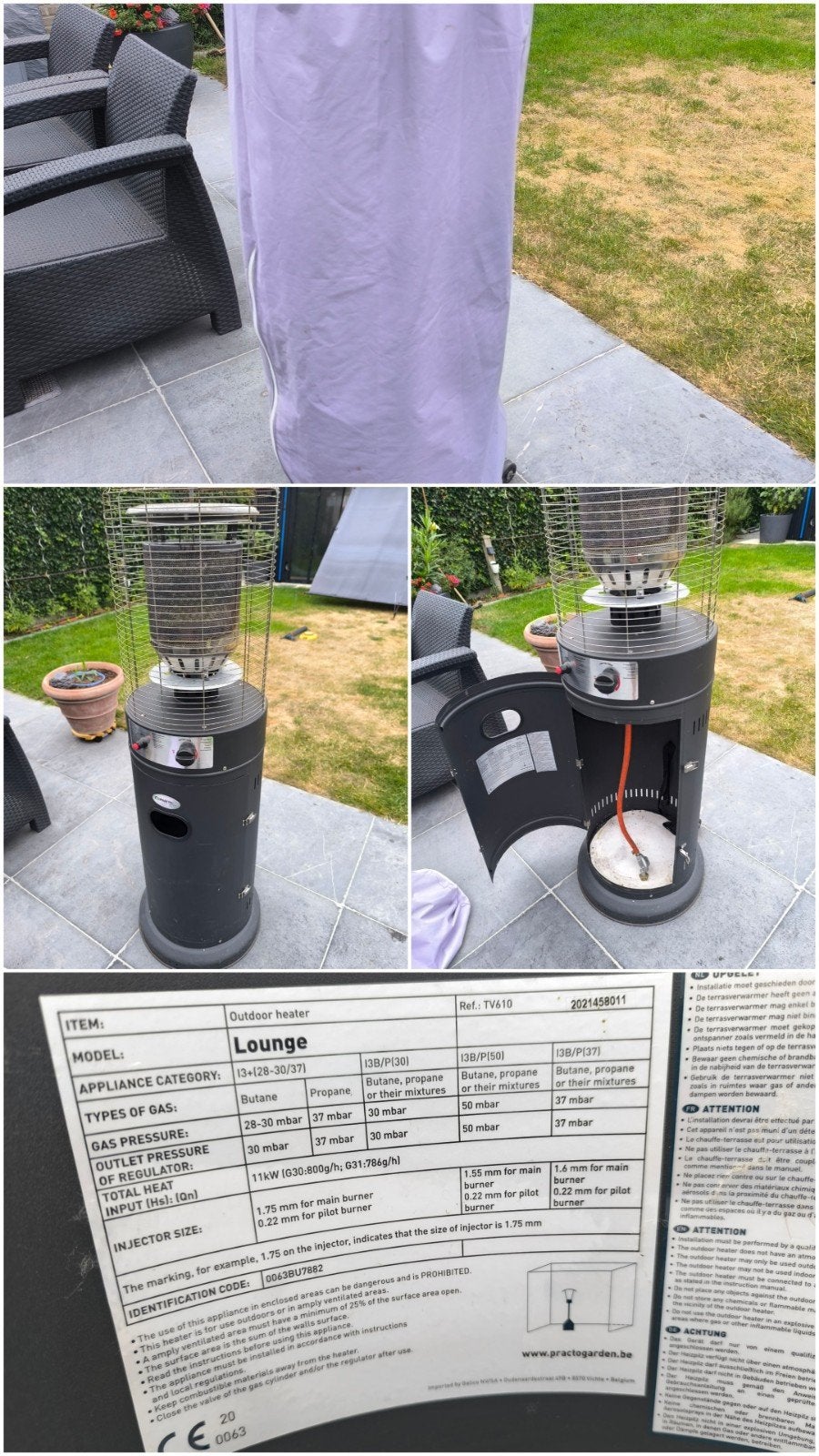 Terras verwarmer, Enlèvement