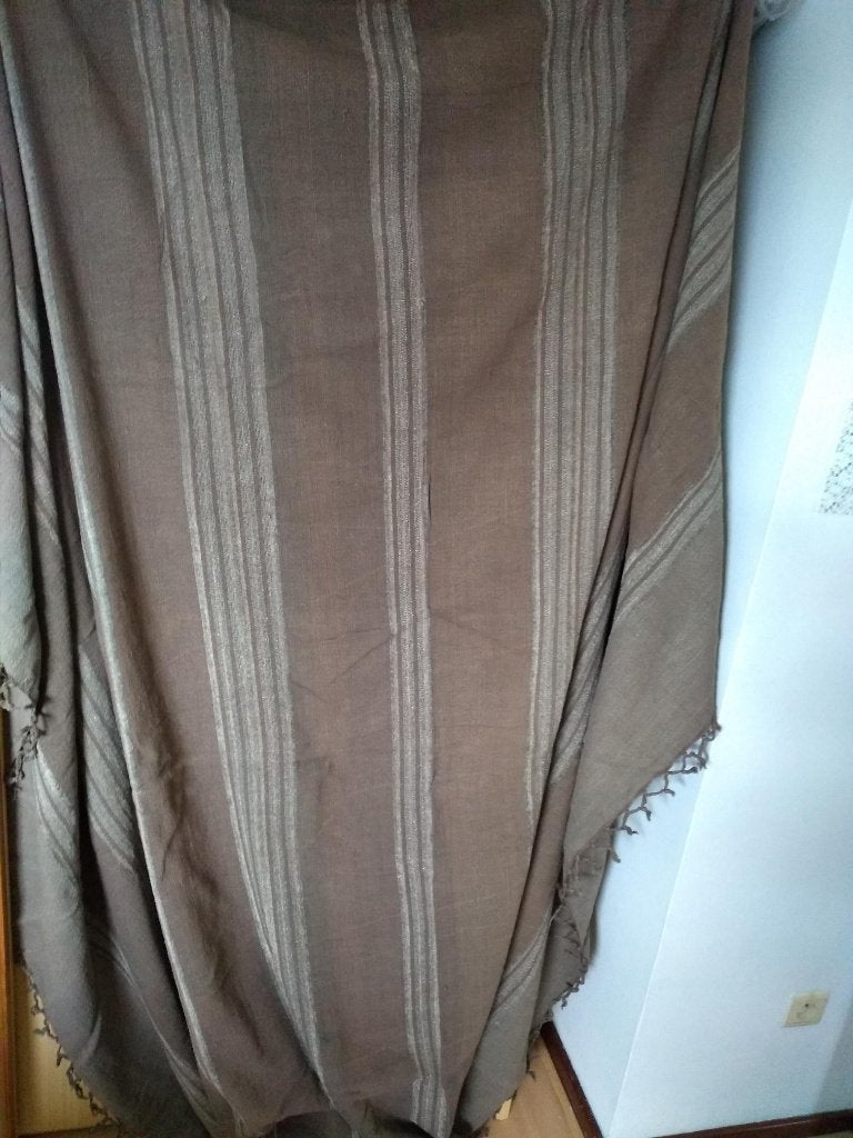 Plaid foullard, Huis en Inrichting, Gebruikt, Beige, Met franjes/kwastjes, Plaid