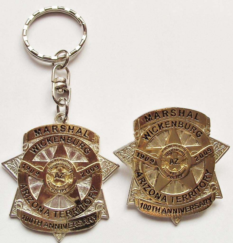 Arizona Territory Marshall badge en sleutelhanger, Ophalen of Verzenden, Overige soorten, Embleem of Badge