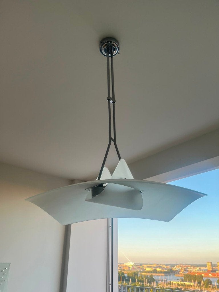 Italiaanse design hanglamp in matglas– vintage (2000), Huis en Inrichting, Lampen | Hanglampen, Ophalen