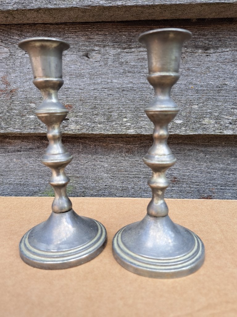 antieke kandelaars/kaarsenhouders (koper, hout, tin, metaal), Ophalen, Koper of Brons