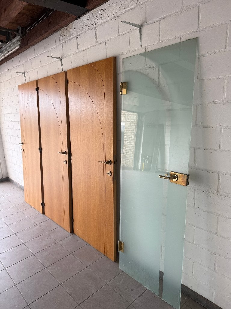 Zware houten binnendeuren + glazen deur te koop - €20/stuk, Ophalen, Gebruikt, Glas, Binnendeur
