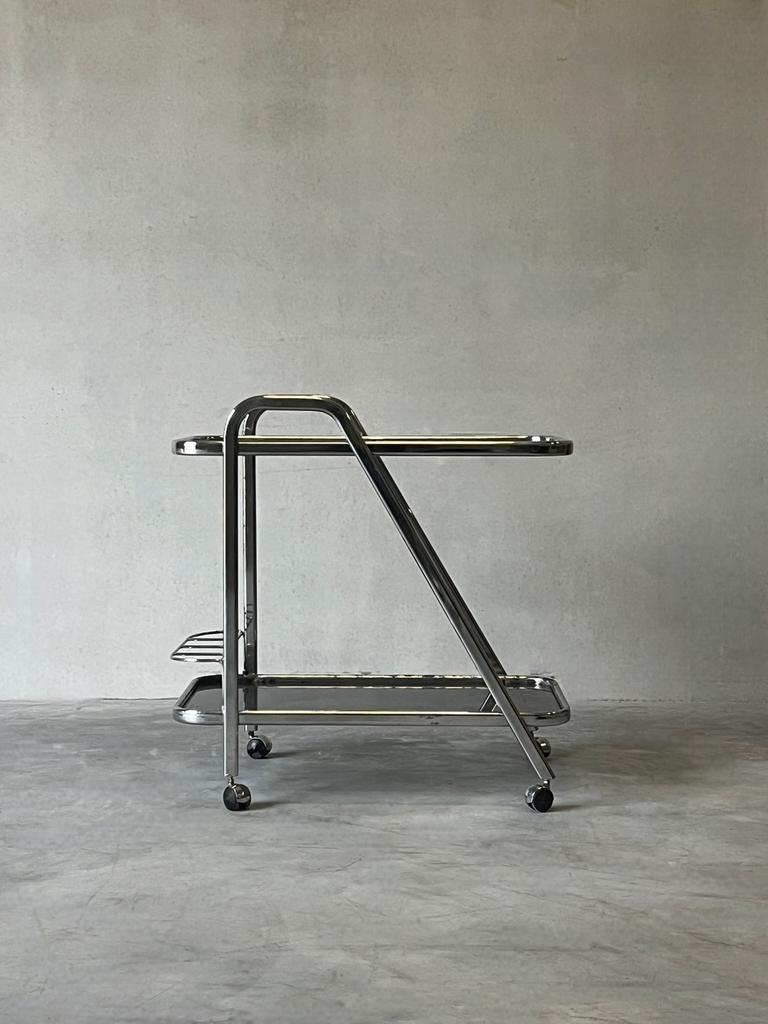 Vintage chroom barkar / serveerwagen, 1980, Huis en Inrichting, Ophalen, Glas