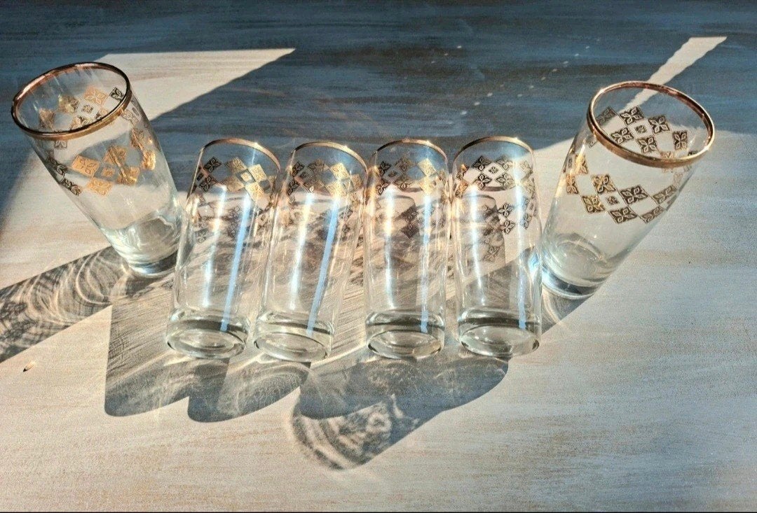 lot de 4 verres a eau avec dorure vintage, Collections, Enlèvement ou Envoi