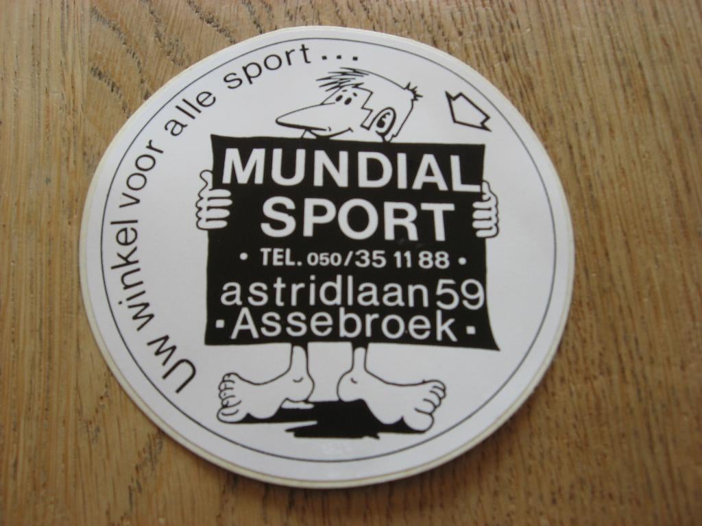 Sticker Mundial Sport Assebroek 9 cm, Ophalen of Verzenden, Nieuw, Overige typen