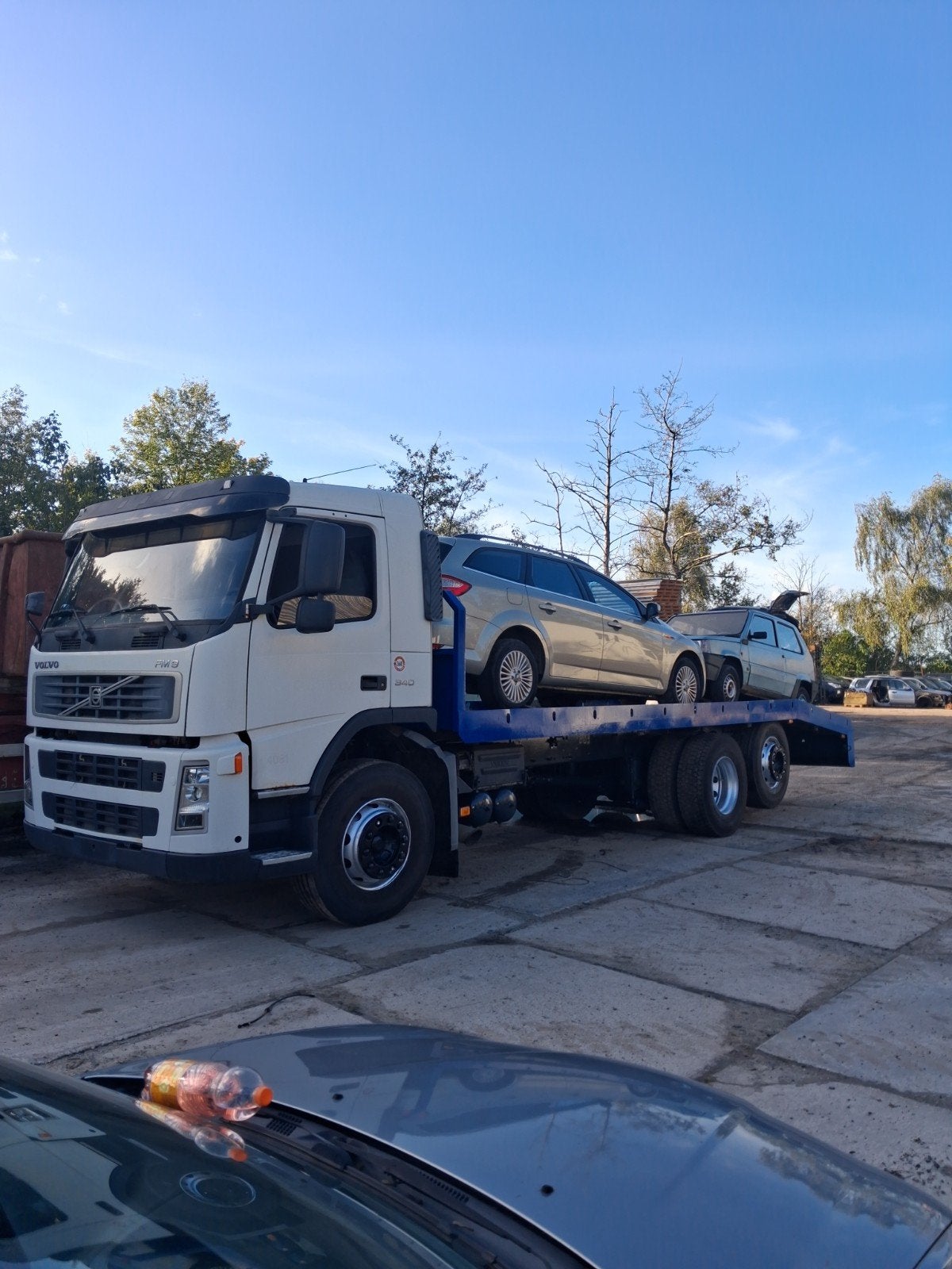volvo fm 340 autotransporter machine transporter, Auto's, Automaat, Wit, Bedrijf, Diesel