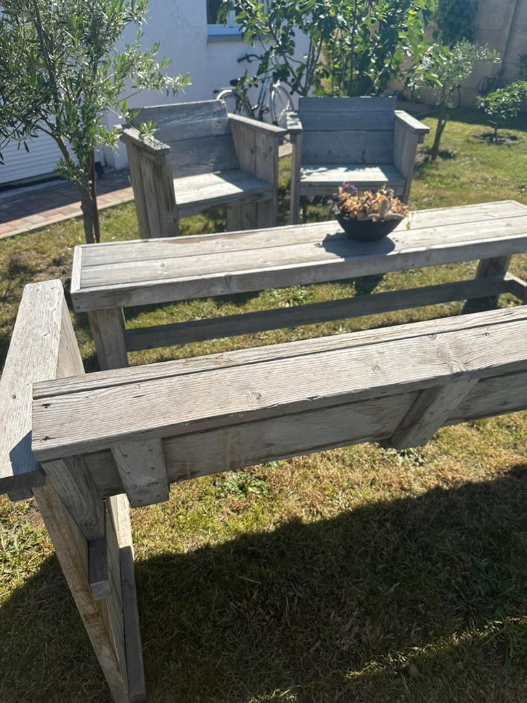 Steigerhout tuinset, Ophalen, Steigerhout, Zo goed als nieuw, Bank