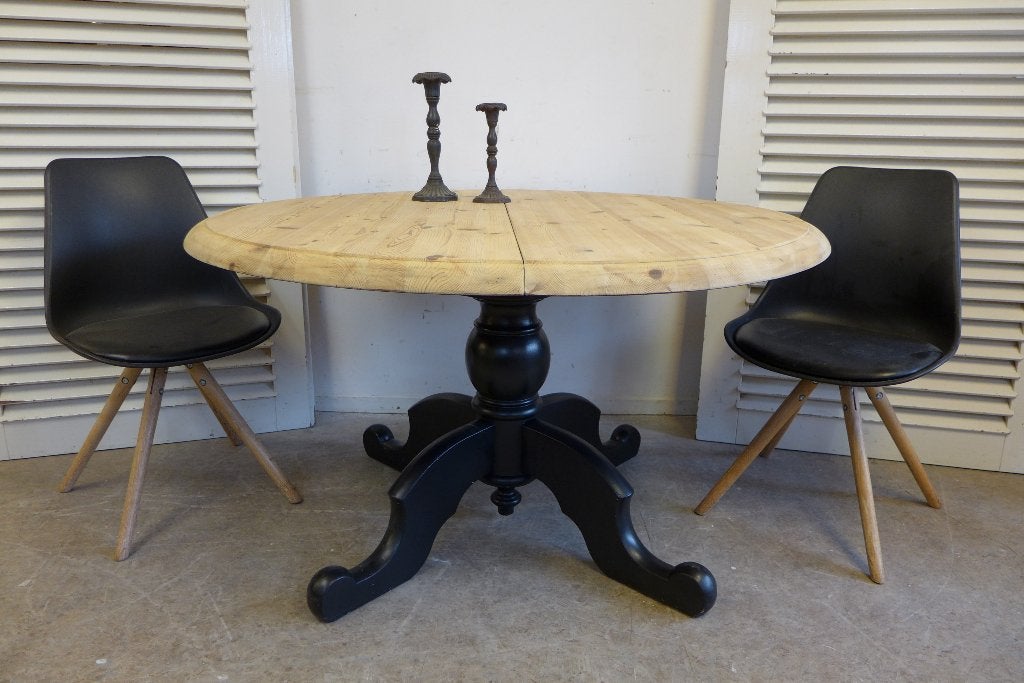 Belle table à manger extensible ronde noire, Maison & Meubles, 150 à 200 cm, Cinq personnes ou plus, Rond, Comme neuf