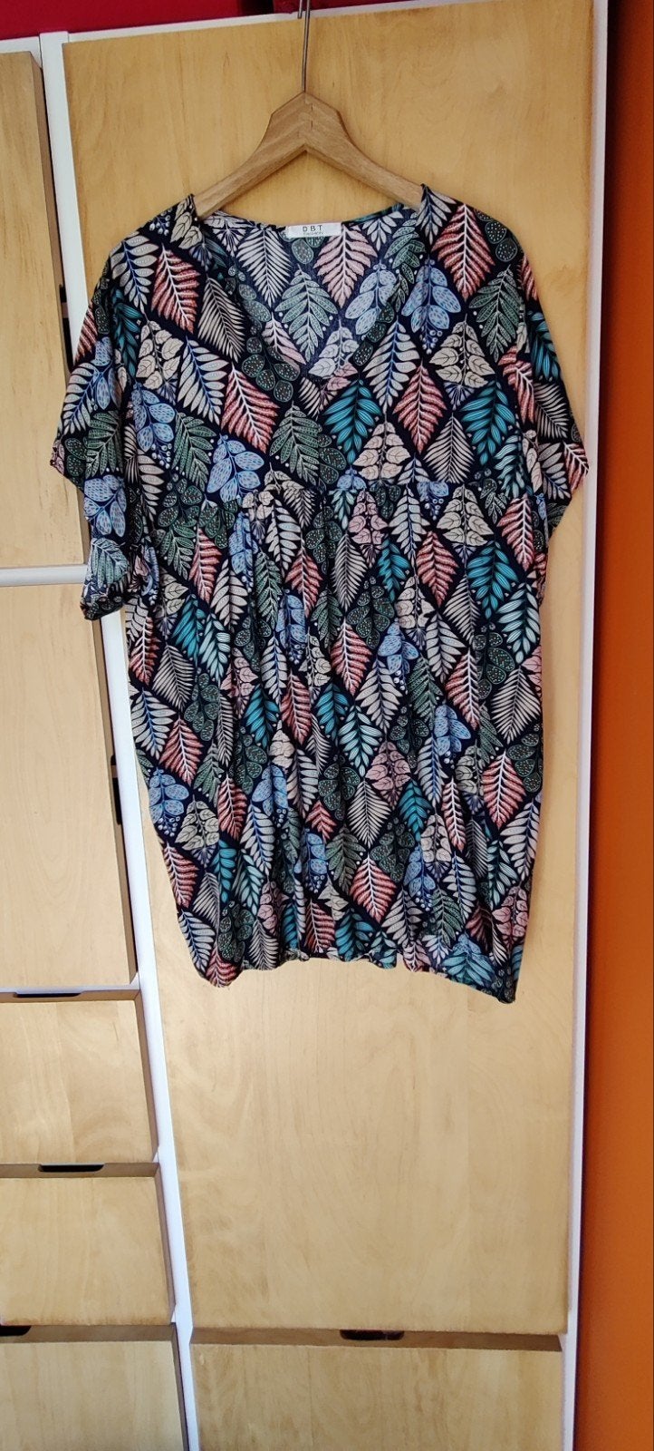 Wijd zomerjurkje met leuke print maat 42, Kleding | Dames, Jurken, Meerkleurig, Maat 42/44 (L), Ophalen of Verzenden, Zo goed als nieuw