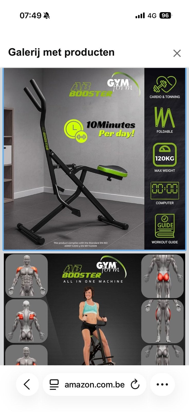 Ab booster gymplus nieuw! Buik en benen training., Sport en Fitness, Ophalen, Zo goed als nieuw, Armen