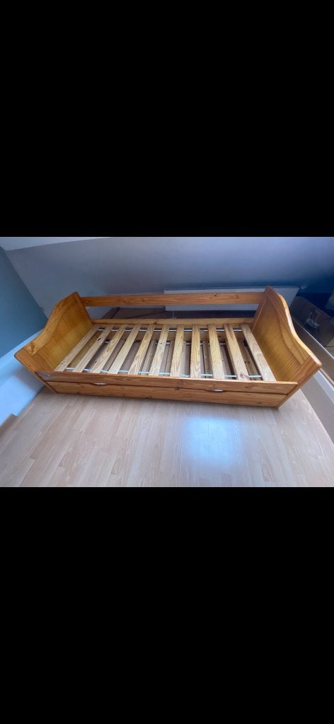 Lits 90x200 avec Rangement + Sommiers, 90 cm, Enlèvement, 200 cm, Bois
