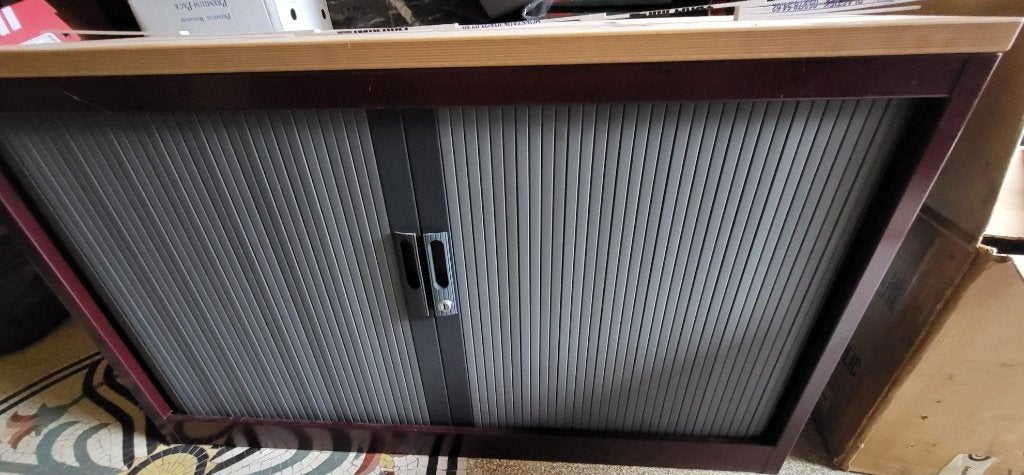Bordeaux roldeurkast laag model, Ophalen, Gebruikt, 100 tot 150 cm, Minder dan 100 cm