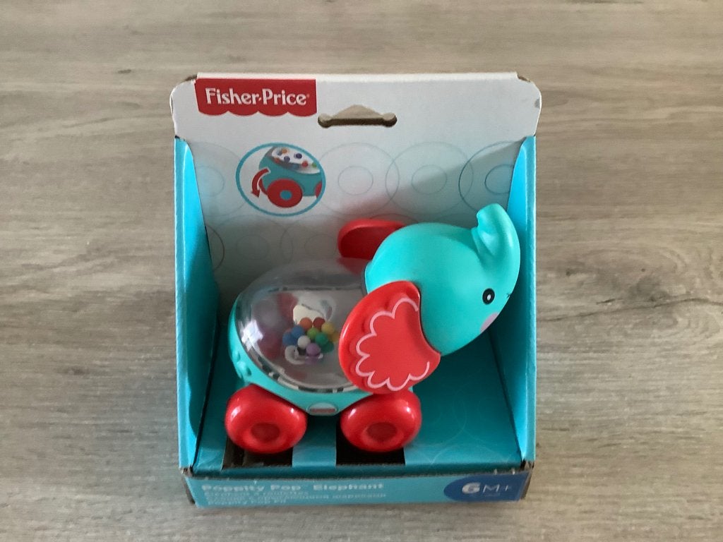 Éléphant Poppy Pop en plastique Fisher-Price (Nouveau), Enlèvement ou Envoi, Neuf, Autres types, À roulettes