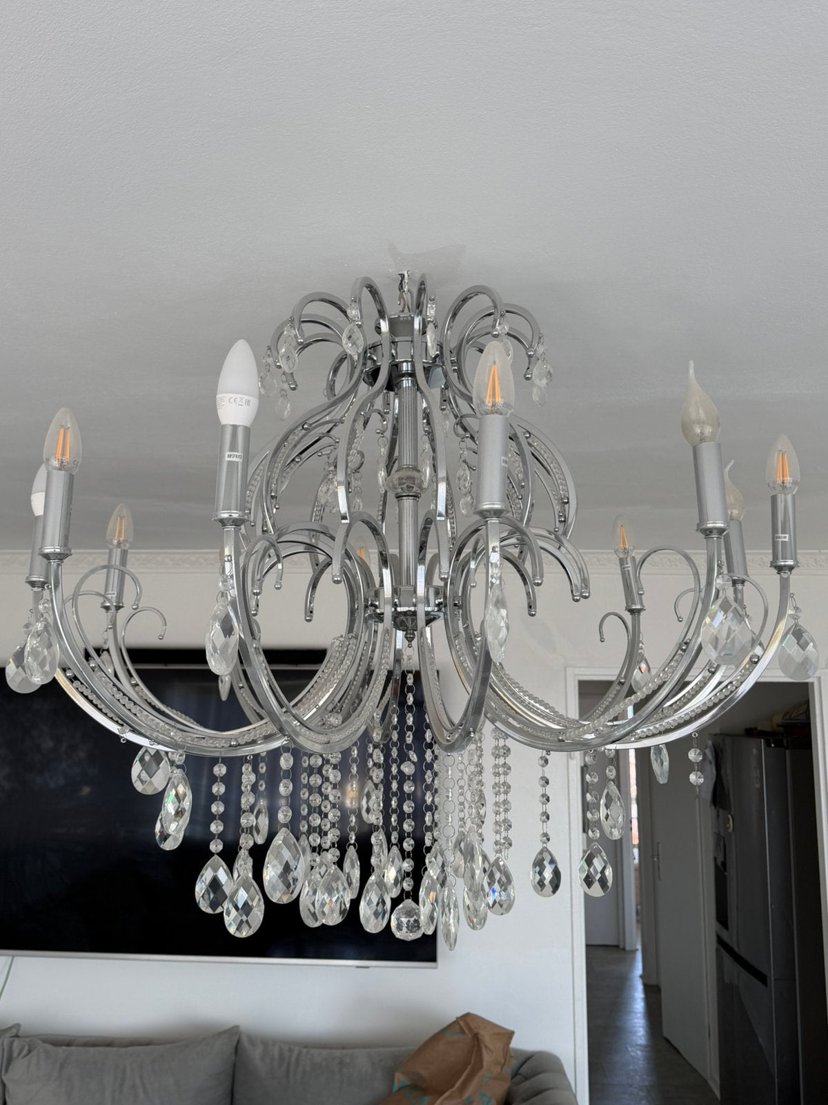 Lustre élégant avec cristaux – 100 € à discuter, Maison & Meubles, Comme neuf, 50 à 75 cm, Rectangulaire, 150 à 200 cm