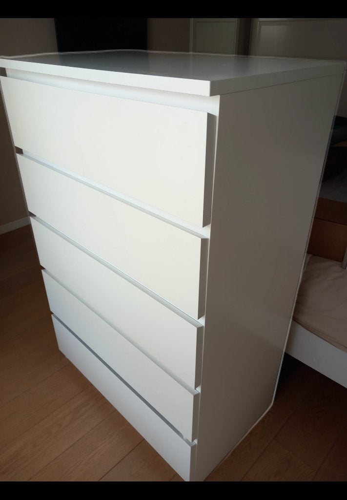 Commode MALM 6 tiroirs, blanc, 80x100cm, Maison & Meubles, Armoires | Commodes, 25 à 50 cm, Contemporain suédois, 5 tiroirs ou plus