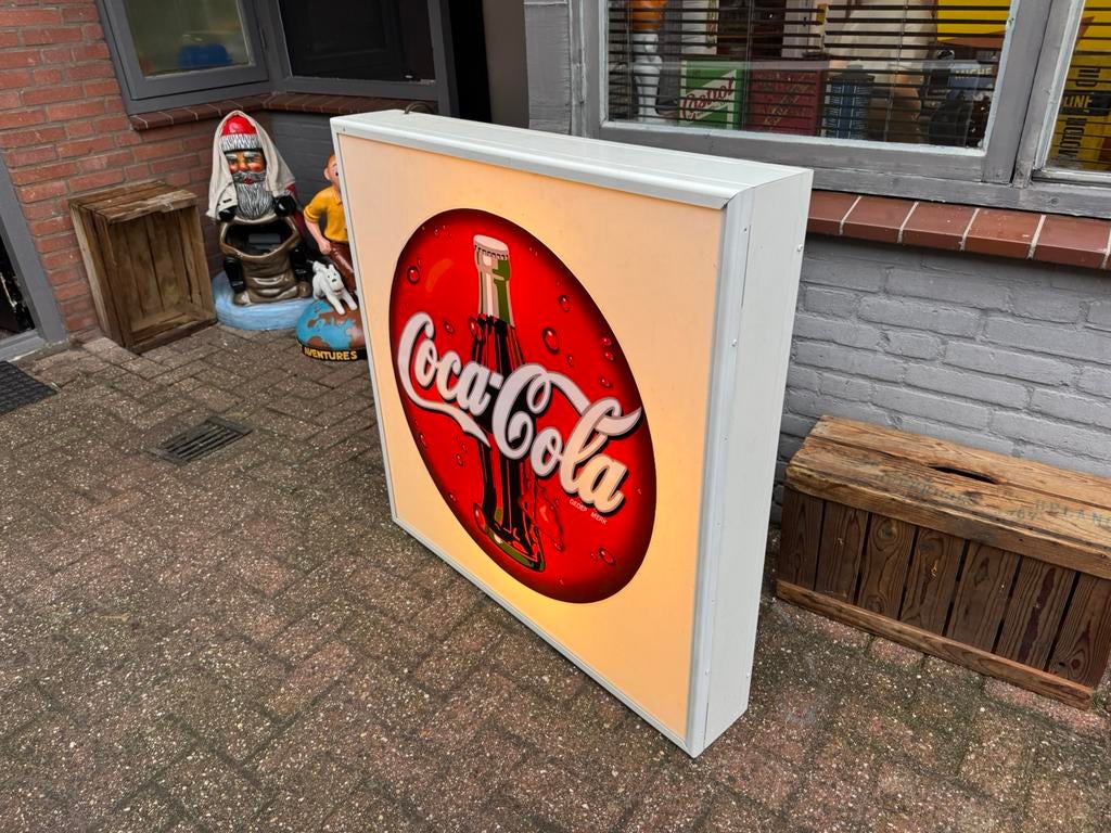 Grote Coca-Cola reclame lichtbak 100 CM, Ophalen, Gebruikt, Lichtbak of (neon) lamp