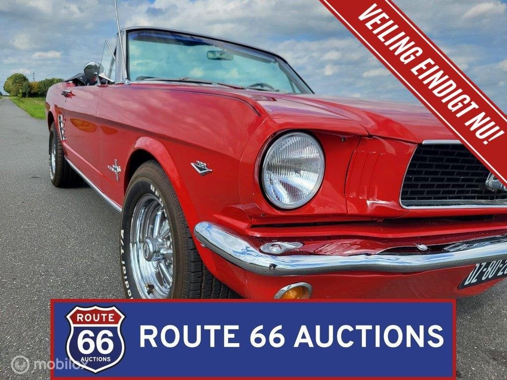 Ford Mustang Cabriolet | 1966 | Route 66 Auctions, Auto's, Zwart, Bedrijf, Handgeschakeld, Overige carrosserie