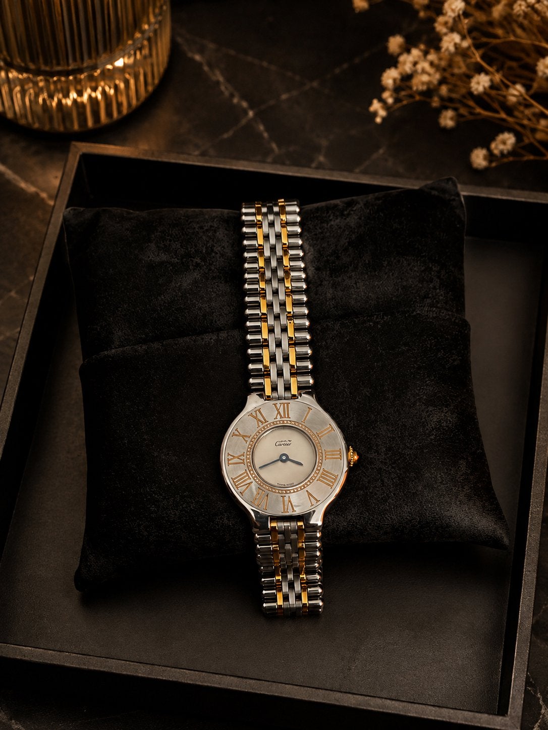 Gouden Cartier Must 21 horloge van de jaren 80- 90, Handtassen en Accessoires, Horloges | Dames, Ophalen, Zo goed als nieuw