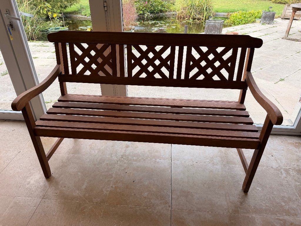 À VENDRE – Joli banc de jardin en bois – 3 places, Tuin en Terras, Ophalen, Zo goed als nieuw, Hout