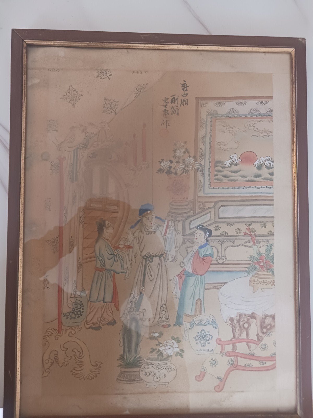 ancien tableau asiatique, Antiquités & Art, Enlèvement ou Envoi, Tableau