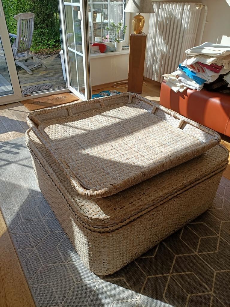 Rieten salontafel., Moins de 50 cm, 50 à 100 cm, Carré, Enlèvement