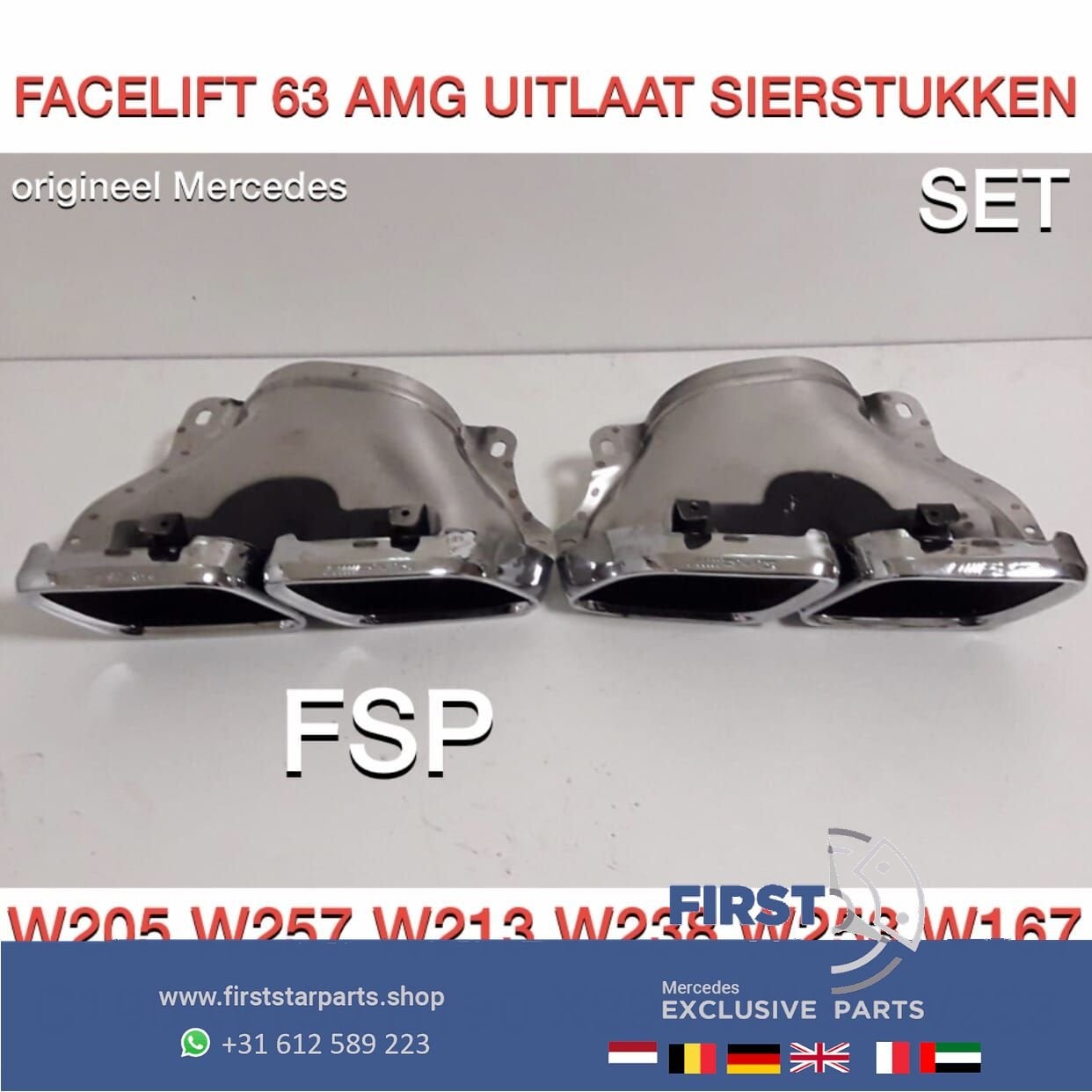 W205 C205 FACELIFT C63 AMG UITLAAT SIERSTUKKEN SET Mercedes, Utilisé, -, -, Enlèvement ou Envoi