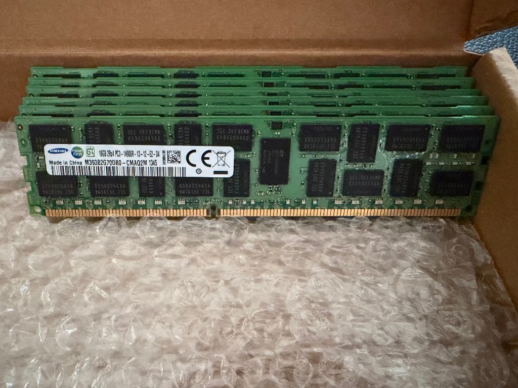 6x 16GB – 96 GB – Samsung DDR3-1866 ECC memory, Gebruikt, Server, DDR3, Ophalen of Verzenden