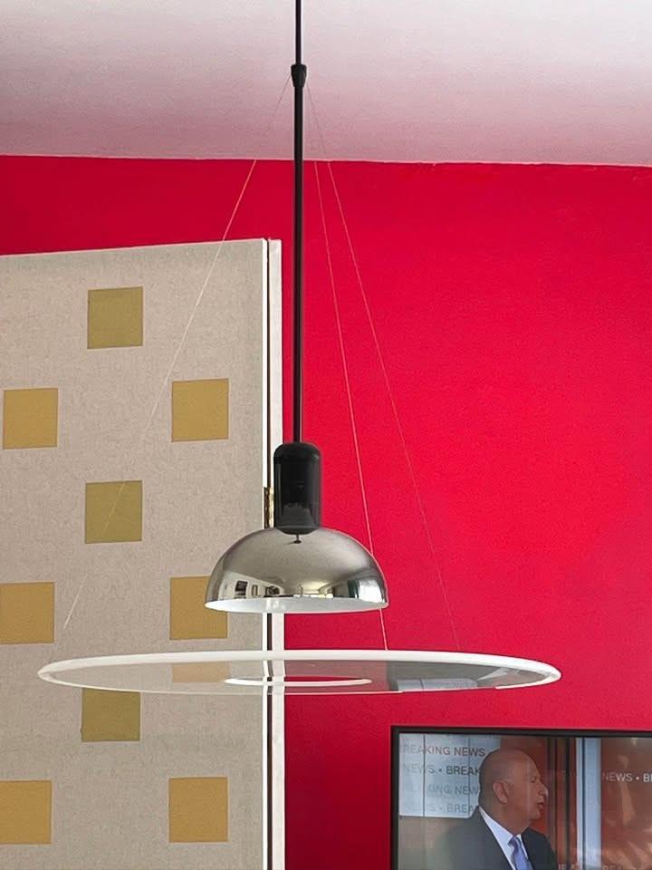 Frisbi van Achille Castiglioni hanglamp hanglamp 70s, Ophalen, Zo goed als nieuw, Metaal, 75 cm of meer