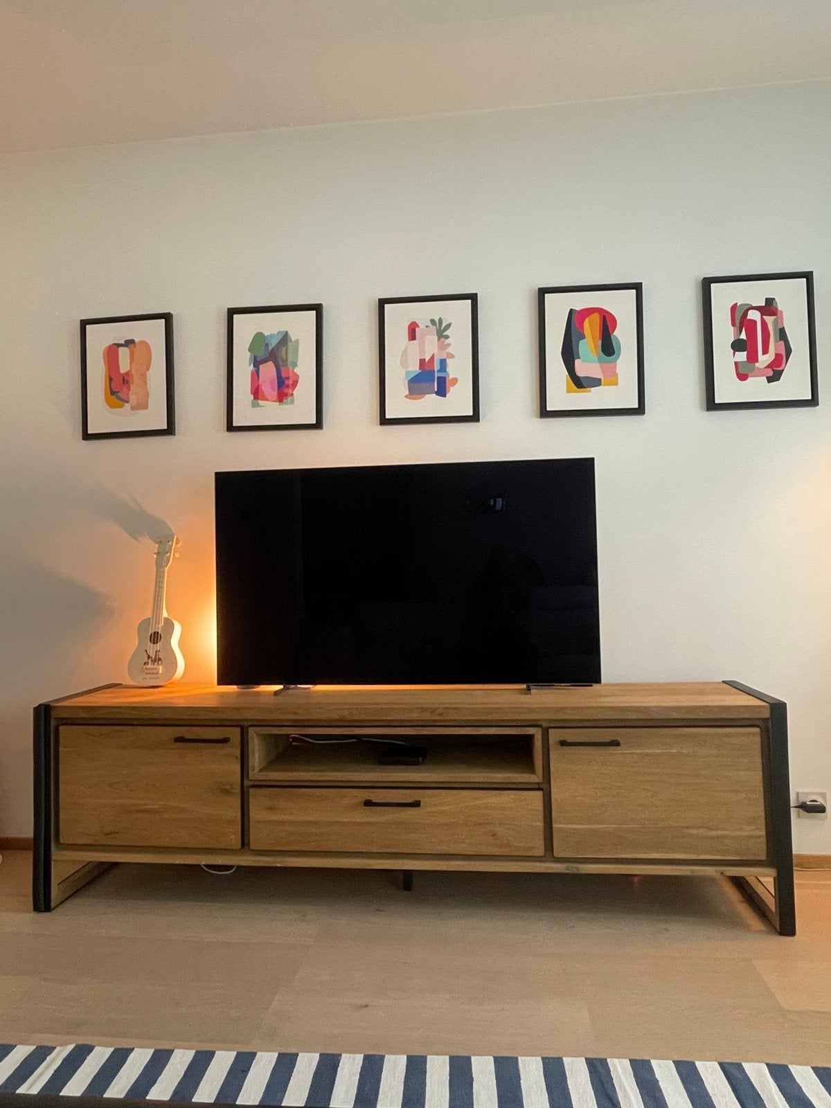 TV kast Henders&Hazel met verlichting (210x41x60cm), Ophalen, 200 cm of meer, Minder dan 100 cm, Eikenhout