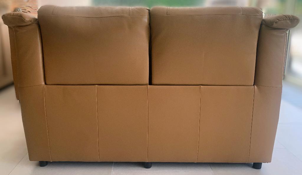 Te koop 3-zit en 2-zit zetels, Ophalen, Gebruikt, Leer, Rechte bank