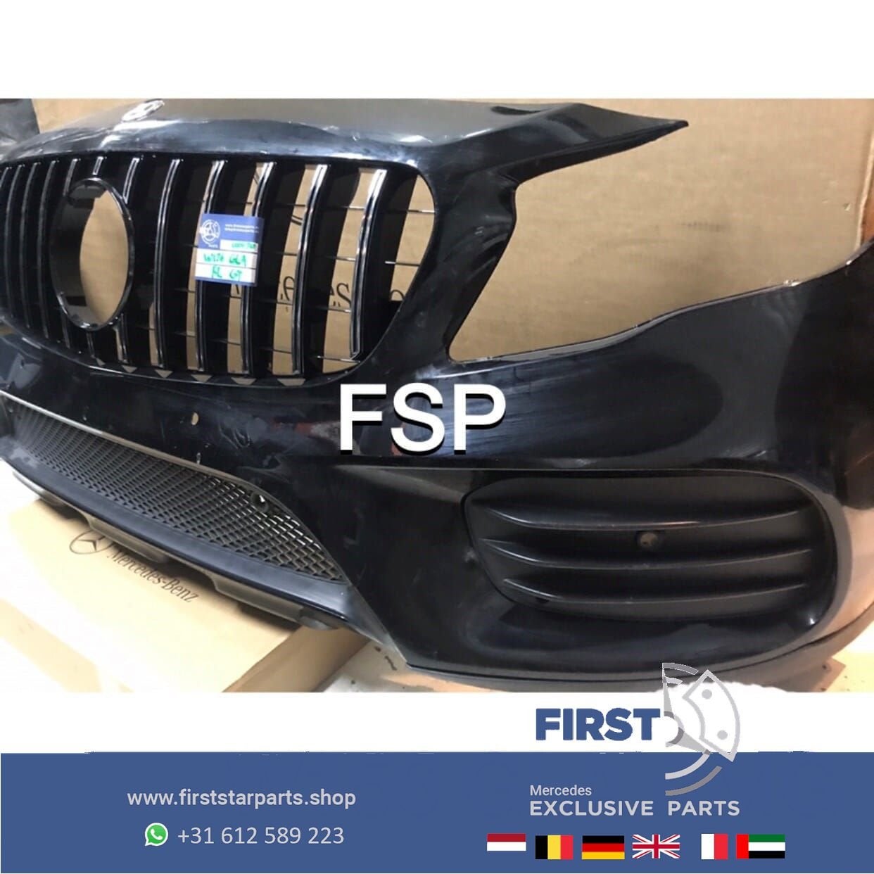 W156 X156 GLA AMG GT VOORBUMPER ZWART FACELIFT COMPLEET 2013, Gebruikt, -, Voor, Ophalen of Verzenden