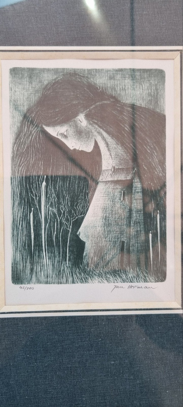 Lithografie gesigneerd en genummerd door Jan Heřman., Antiek en Kunst, Kunst | Schilderijen | Abstract, Ophalen of Verzenden