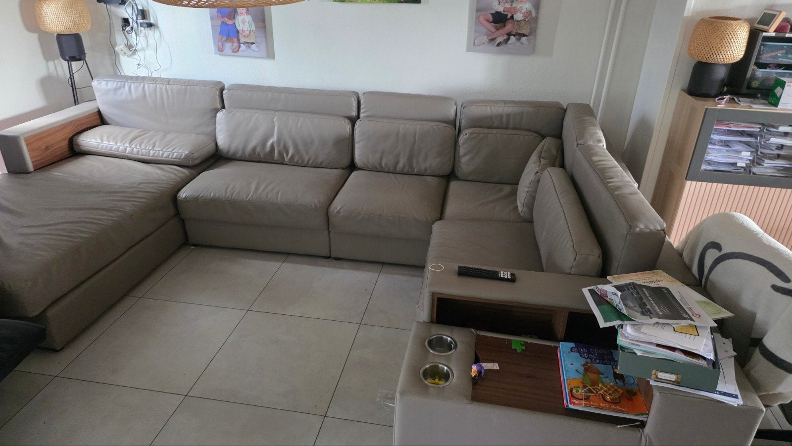 Lederen hoekzetel, Huis en Inrichting, Ophalen, Gebruikt, Leer