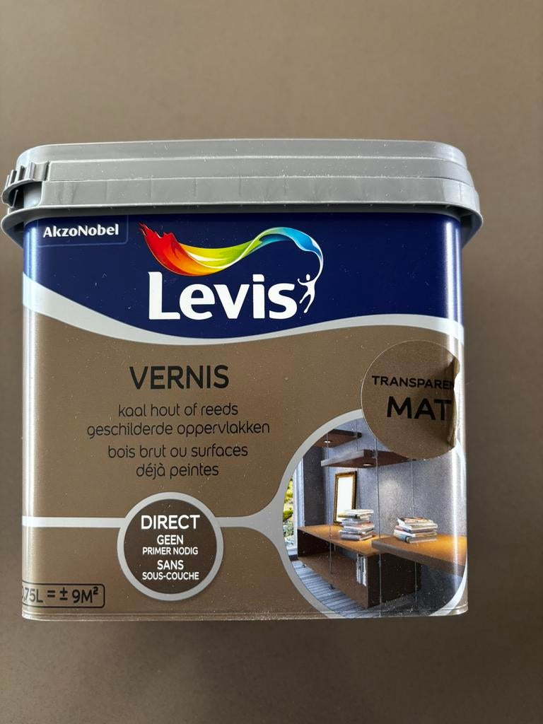 2 potten Levis tranparant MAT vernis 75 cl, Bricolage & Construction, Peinture, Vernis & Laque, Neuf, Moins de 5 litres, Autres couleurs