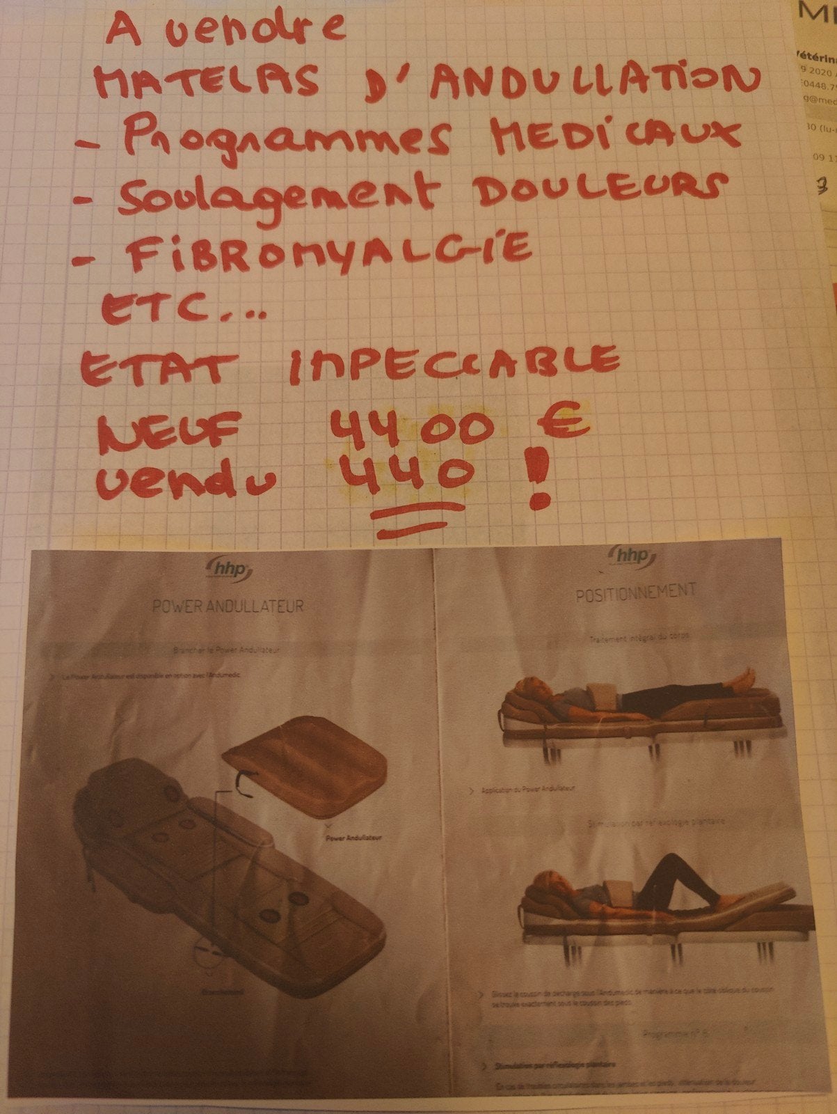 Matelas d'andullation, Sports & Fitness, Enlèvement, Comme neuf, Table de massage