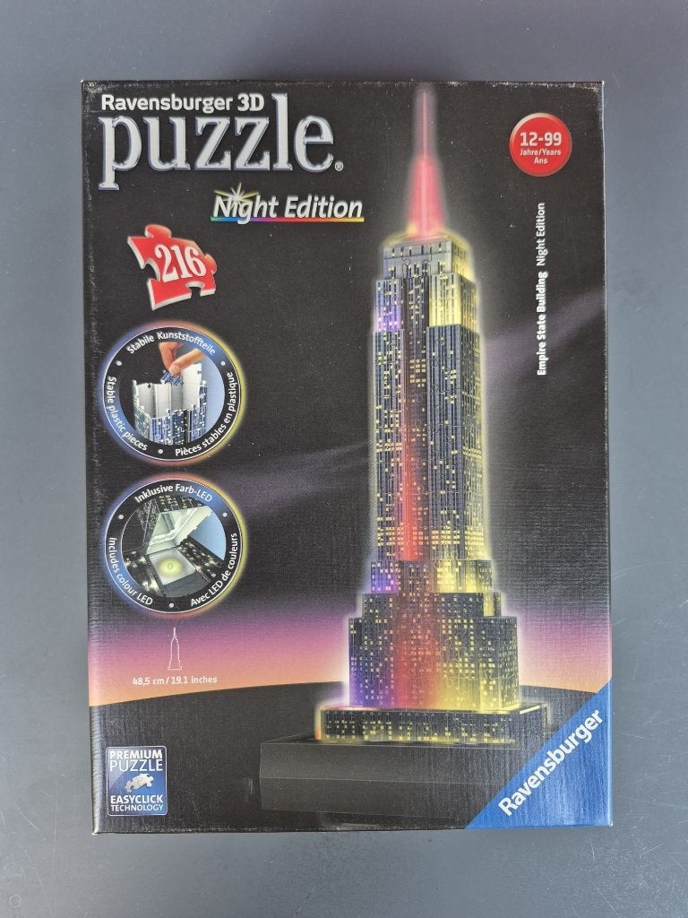 ravensburger 3D night edition empire state New York, Enlèvement, Plus de 50 pièces, Utilisé