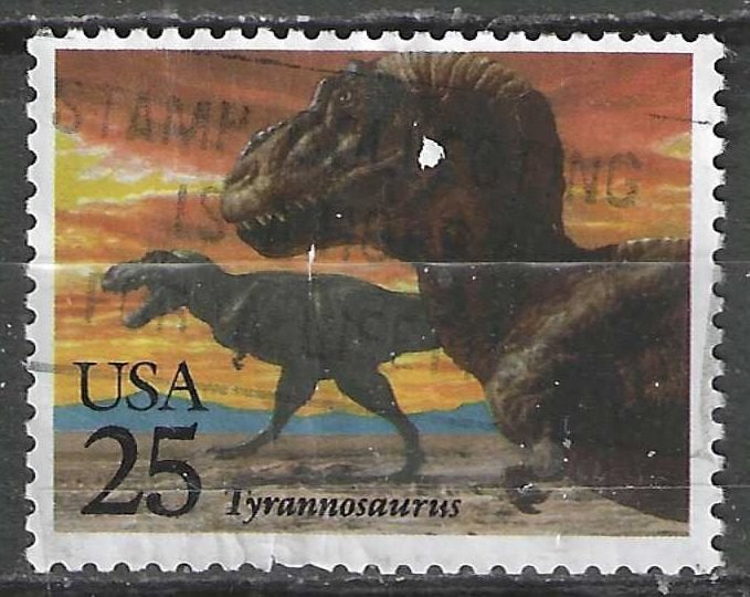 États-Unis 1989 - Yvert 1873 - Préhistoire - Tyrnnosau (ST), Timbres & Monnaies, Envoi, Affranchi