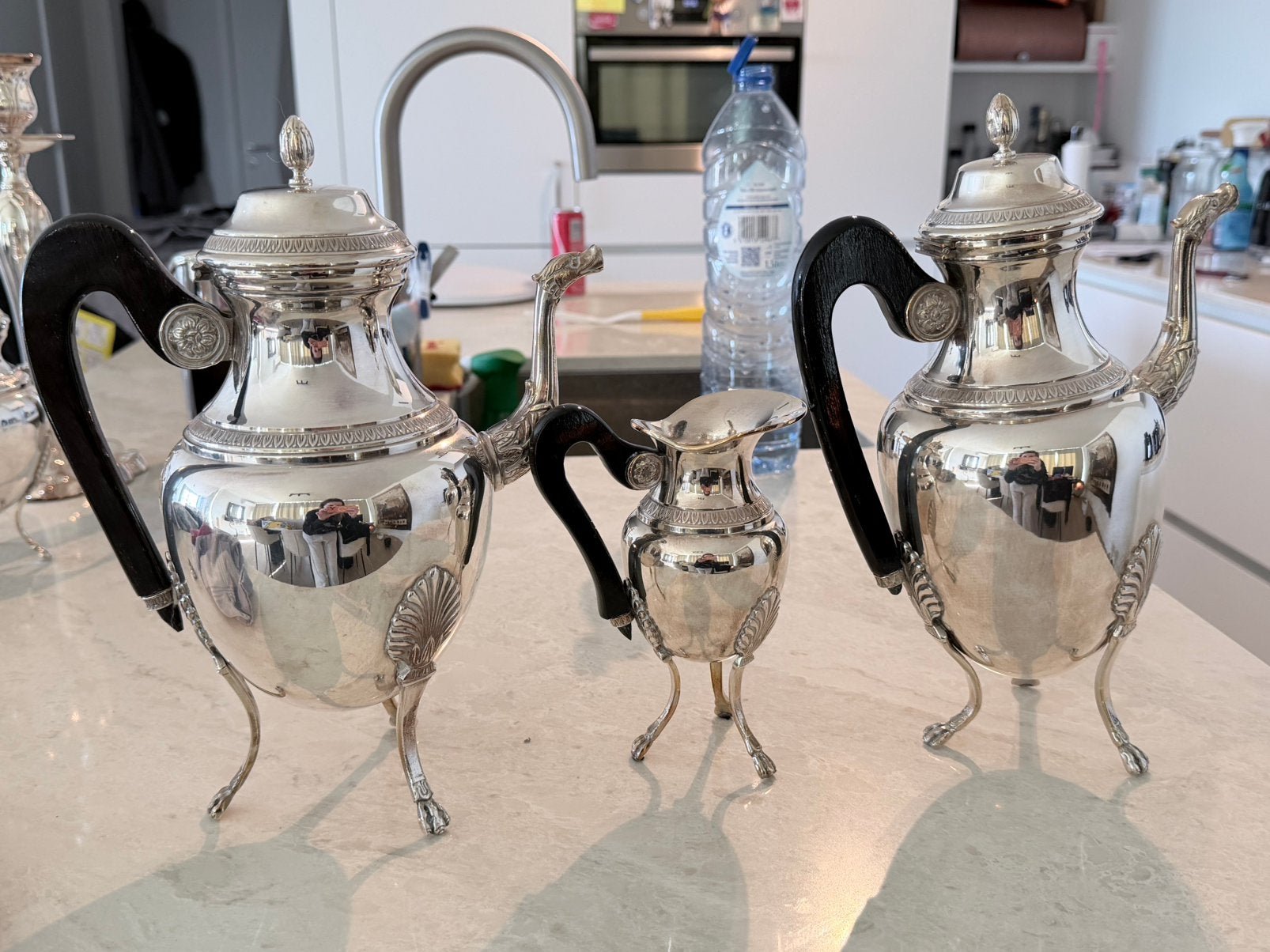 Service à café en argent antique 3 pièces., Antiquités & Art, Enlèvement