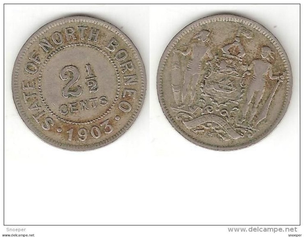 britisch north borneo 2,5 cents1903 H km 4 VF, Timbres & Monnaies, Monnaies | Asie, Envoi, Asie du Sud Est, Monnaie en vrac