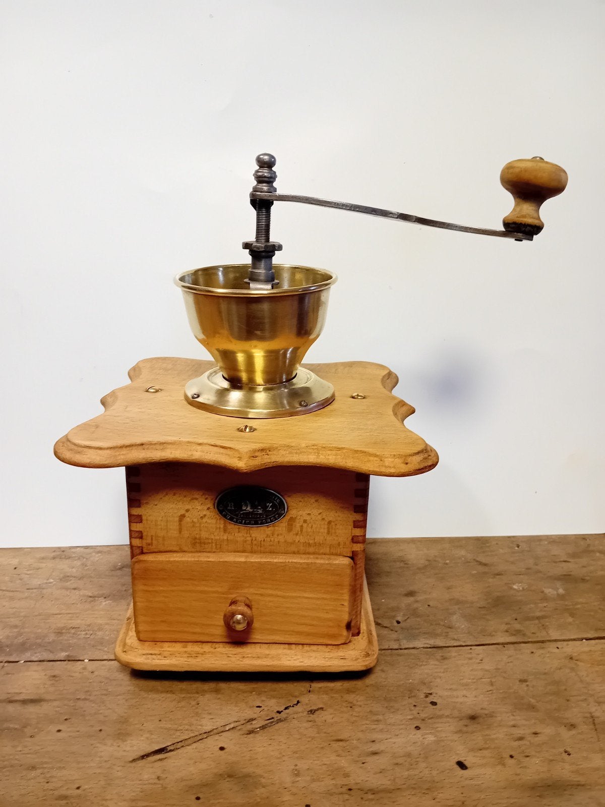Moulin à café ancien ZASSENHAUS en bois et laiton, Enlèvement ou Envoi