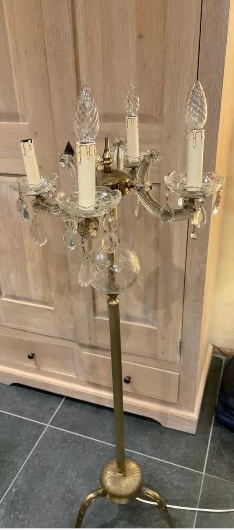 Lampadaire candelabre vintage en lation, Antiquités & Art, Enlèvement