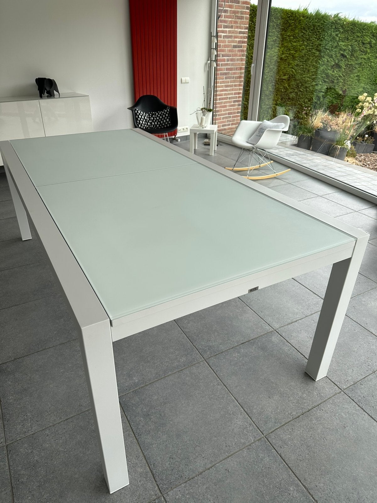 Table de jardin Bristol Exterioo blanche 220-330x107cm, Jardin & Terrasse, Enlèvement, Comme neuf, Rectangulaire, Aluminium