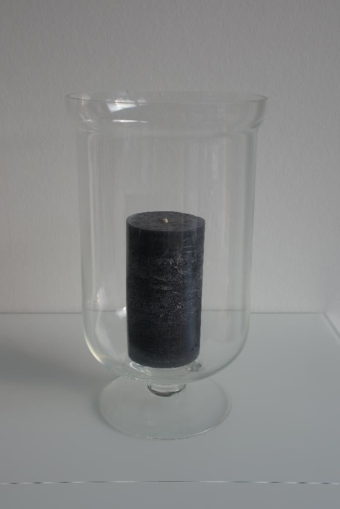 windlicht in glas met nieuwe kaars hoogte: 28 cm, Ophalen of Verzenden, Zo goed als nieuw, Kaars, 25 tot 50 cm