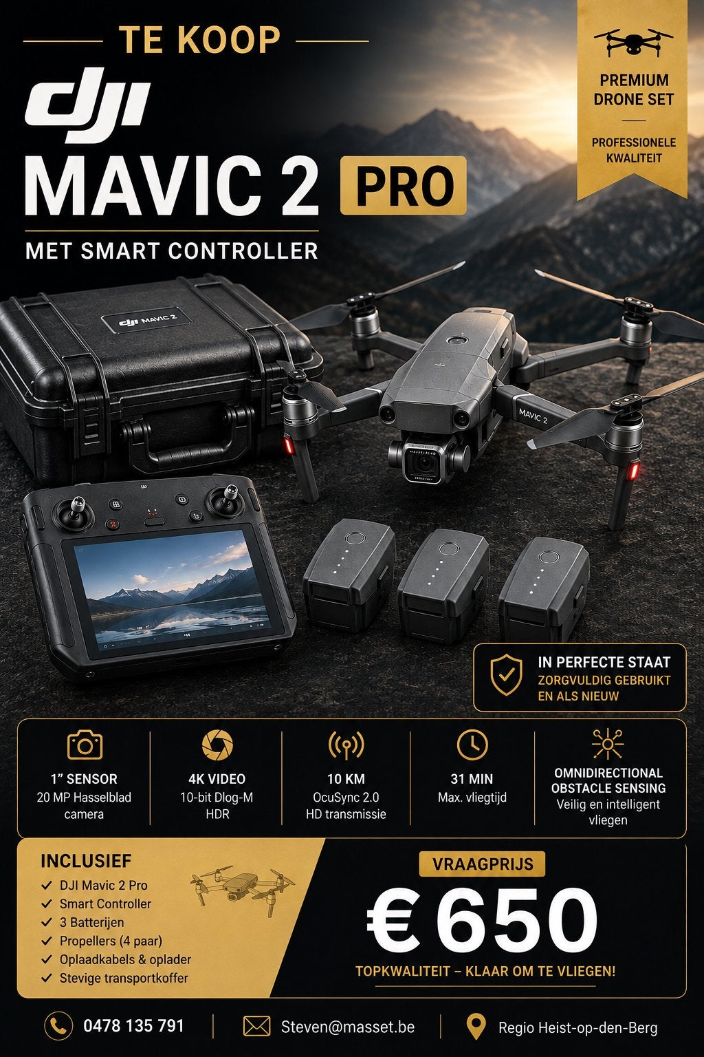 Dji mavic pro 2 met smart controller, Ophalen, Zo goed als nieuw, DJI