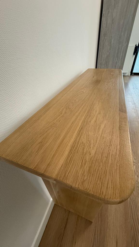Handgemaakte console tafel van massief eikenhout, Huis en Inrichting, Ophalen, Nieuw, Eikenhout