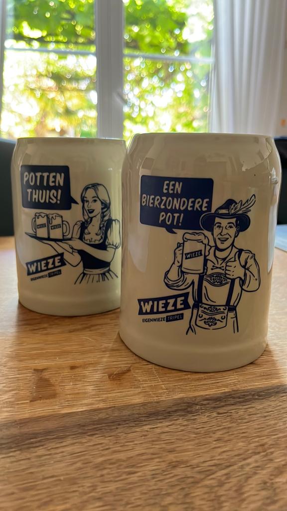 2 bierpotten Wieze!, Ophalen, Zo goed als nieuw